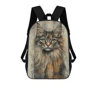 sinyumoney Children's Backpacks 3d Kids Backpack Cat Portrait on Wood Panel Regal Cat Wall Art Schoolbags Kids Backpack School Bags Toddler Student Fashion Bag Daypack for Boys Girls 17inch