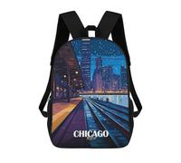 sinyumoney Children's Backpacks 3d Kids Backpack Chicago Cityscape at Night Schoolbags Kids Backpack School Bags Toddler Student Fashion Bag Daypack for Boys Girls 17inch