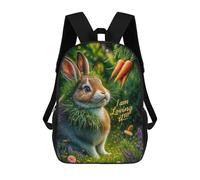 sinyumoney Children's Backpacks 3d Kids Backpack Cute Bunny with Carrots Schoolbags Kids Backpack School Bags Toddler Student Fashion Bag Daypack for Boys Girls 17inch