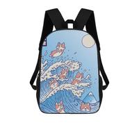 sinyumoney Children's Backpacks 3d Kids Backpack Cute Corgi Dogs Swimming Schoolbags Kids Backpack School Bags Toddler Student Fashion Bag Daypack for Boys Girls 17inch