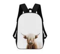 sinyumoney Children's Backpacks 3d Kids Backpack Cute Snowy Highland Cattle Schoolbags Kids Backpack School Bags Toddler Student Fashion Bag Daypack for Boys Girls 17inch
