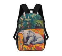 sinyumoney Children's Backpacks 3d Kids Backpack Elephant Napping on A Couch Schoolbags Kids Backpack School Bags Toddler Student Fashion Bag Daypack for Boys Girls 17inch