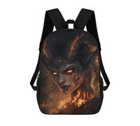 sinyumoney Children's Backpacks 3d Kids Backpack Fiery Demon Portrait Schoolbags Kids Backpack School Bags Toddler Student Fashion Bag Daypack for Boys Girls 17inch