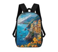 sinyumoney Children's Backpacks 3d Kids Backpack Floral Coast Ocean Schoolbags Kids Backpack School Bags Toddler Student Fashion Bag Daypack for Boys Girls 17inch