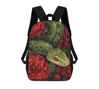 sinyumoney Children's Backpacks 3d Kids Backpack Floral Snake Serpent Schoolbags Kids Backpack School Bags Toddler Student Fashion Bag Daypack for Boys Girls 17inch