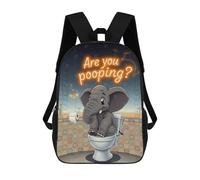 sinyumoney Children's Backpacks 3d Kids Backpack Funny Elephant on Toilet Schoolbags Kids Backpack School Bags Toddler Student Fashion Bag Daypack for Boys Girls 17inch
