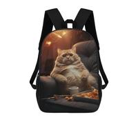 sinyumoney Children's Backpacks 3d Kids Backpack Funny Fat Cat Food Chill Schoolbags Kids Backpack School Bags Toddler Student Fashion Bag Daypack for Boys Girls 17inch