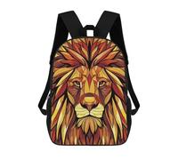 sinyumoney Children's Backpacks 3d Kids Backpack Geometric Lion Vector Portrait in Vibrant Colors Schoolbags Kids Backpack School Bags Toddler Student Fashion Bag Daypack for Boys Girls 17inch
