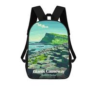 sinyumoney Children's Backpacks 3d Kids Backpack Giants Causeway, Northern Ireland Illustration Schoolbags Kids Backpack School Bags Toddler Student Fashion Bag Daypack for Boys Girls 17inch