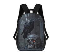 sinyumoney Children's Backpacks 3d Kids Backpack Gothic Skull And Raven Schoolbags Kids Backpack School Bags Toddler Student Fashion Bag Daypack for Boys Girls 17inch