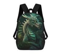 sinyumoney Children's Backpacks 3d Kids Backpack Green Emerald Dragon Schoolbags Kids Backpack School Bags Toddler Student Fashion Bag Daypack for Boys Girls 17inch