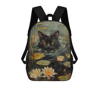 sinyumoney Children's Backpacks 3d Kids Backpack Hiding Black Cat Creek Schoolbags Kids Backpack School Bags Toddler Student Fashion Bag Daypack for Boys Girls 17inch