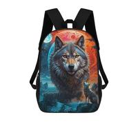 sinyumoney Children's Backpacks 3d Kids Backpack Howling at Lone Wolf Moon Schoolbags Kids Backpack School Bags Toddler Student Fashion Bag Daypack for Boys Girls 17inch