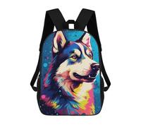 sinyumoney Children's Backpacks 3d Kids Backpack Husky Animals Schoolbags Kids Backpack School Bags Toddler Student Fashion Bag Daypack for Boys Girls 17inch