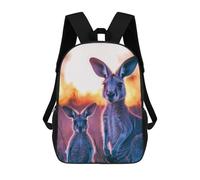 sinyumoney Children's Backpacks 3d Kids Backpack Kangaroo Family Sunset Schoolbags Kids Backpack School Bags Toddler Student Fashion Bag Daypack for Boys Girls 17inch