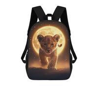 sinyumoney Children's Backpacks 3d Kids Backpack Lion Cub Under Full Moon Schoolbags Kids Backpack School Bags Toddler Student Fashion Bag Daypack for Boys Girls 17inch