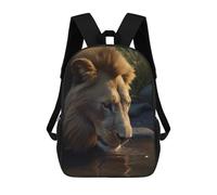 sinyumoney Children's Backpacks 3d Kids Backpack Lion Water Drinking River Schoolbags Kids Backpack School Bags Toddler Student Fashion Bag Daypack for Boys Girls 17inch