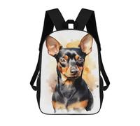 sinyumoney Children's Backpacks 3d Kids Backpack Miniature Pinscher Dog Schoolbags Kids Backpack School Bags Toddler Student Fashion Bag Daypack for Boys Girls 17inch