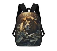 sinyumoney Children's Backpacks 3d Kids Backpack Money Lion Rich Dollars Schoolbags Kids Backpack School Bags Toddler Student Fashion Bag Daypack for Boys Girls 17inch