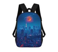 sinyumoney Children's Backpacks 3d Kids Backpack Moonlit Metropolis Schoolbags Kids Backpack School Bags Toddler Student Fashion Bag Daypack for Boys Girls 17inch