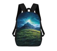 sinyumoney Children's Backpacks 3d Kids Backpack Mountain Peak at Night Schoolbags Kids Backpack School Bags Toddler Student Fashion Bag Daypack for Boys Girls 17inch