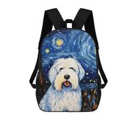 sinyumoney Children's Backpacks 3d Kids Backpack Old English Sheepdog Night Schoolbags Kids Backpack School Bags Toddler Student Fashion Bag Daypack for Boys Girls 17inch