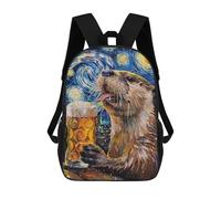 sinyumoney Children's Backpacks 3d Kids Backpack Otter Drinking Beer Art Print-1 Schoolbags Kids Backpack School Bags Toddler Student Fashion Bag Daypack for Boys Girls 17inch