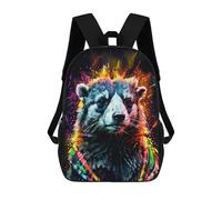 sinyumoney Children's Backpacks 3d Kids Backpack Raccoon in Neon Colors Schoolbags Kids Backpack School Bags Toddler Student Fashion Bag Daypack for Boys Girls 17inch