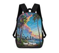 sinyumoney Children's Backpacks 3d Kids Backpack San Diego Sunset Schoolbags Kids Backpack School Bags Toddler Student Fashion Bag Daypack for Boys Girls 17inch