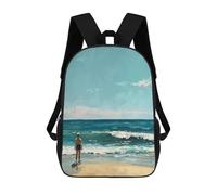 sinyumoney Children's Backpacks 3d Kids Backpack Seaside Serenity Schoolbags Kids Backpack School Bags Toddler Student Fashion Bag Daypack for Boys Girls 17inch