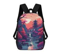sinyumoney Children's Backpacks 3d Kids Backpack Sunset The Lake Schoolbags Kids Backpack School Bags Toddler Student Fashion Bag Daypack for Boys Girls 17inch