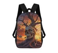 sinyumoney Children's Backpacks 3d Kids Backpack Surreal Sunset Skull Tree Schoolbags Kids Backpack School Bags Toddler Student Fashion Bag Daypack for Boys Girls 17inch