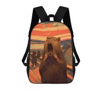 sinyumoney Children's Backpacks 3d Kids Backpack The Scream Capybara Schoolbags Kids Backpack School Bags Toddler Student Fashion Bag Daypack for Boys Girls 17inch