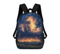 sinyumoney Children's Backpacks 3d Kids Backpack Thunderstorm Cityscape Schoolbags Kids Backpack School Bags Toddler Student Fashion Bag Daypack for Boys Girls 17inch