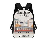sinyumoney Children's Backpacks 3d Kids Backpack Vienna City Tram Schoolbags Kids Backpack School Bags Toddler Student Fashion Bag Daypack for Boys Girls 17inch