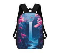 sinyumoney Children's Backpacks 3d Kids Backpack Waterfall in A Blue Canyon Cherry Blossom Schoolbags Kids Backpack School Bags Toddler Student Fashion Bag Daypack for Boys Girls 17inch
