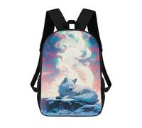 sinyumoney Children's Backpacks 3d Kids Backpack White Wolf in A Dreamy Landscape Schoolbags Kids Backpack School Bags Toddler Student Fashion Bag Daypack for Boys Girls 17inch