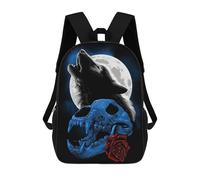 sinyumoney Children's Backpacks 3d Kids Backpack Wolf Howling Moon Schoolbags Kids Backpack School Bags Toddler Student Fashion Bag Daypack for Boys Girls 17inch