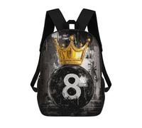 sinyumoney Children's Backpacks 8 Ball King Vector Art School Bag 3D Printed Children's School Backpack Fashion Travel Backpacks for Kids School Students 17inch