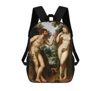 sinyumoney Children's Backpacks Adam And Eve Rubens School Bag 3D Printed Children's School Backpack Fashion Travel Backpacks for Kids School Students 17inch