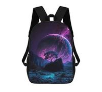 sinyumoney Children's Backpacks Alien Planet with Giant Moon School Bag 3D Printed Children's School Backpack Fashion Travel Backpacks for Kids School Students 17inch