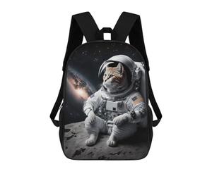 sinyumoney Children's Backpacks Astronaut Cat on The Moon -1 School Bag 3D Printed Children's School Backpack Fashion Travel Backpacks for Kids School Students 17inch