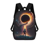 sinyumoney Children's Backpacks Astronaut Near Black Hole School Bag 3D Printed Children's School Backpack Fashion Travel Backpacks for Kids School Students 17inch