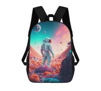 sinyumoney Children's Backpacks Astronaut on Alien Planet -4 School Bag 3D Printed Children's School Backpack Fashion Travel Backpacks for Kids School Students 17inch