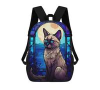 sinyumoney Children's Backpacks Balinese Cat Abstract Stai School Bag 3D Printed Children's School Backpack Fashion Travel Backpacks for Kids School Students 17inch