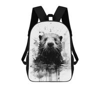sinyumoney Children's Backpacks Beaver Beauty Watercolor School Bag 3D Printed Children's School Backpack Fashion Travel Backpacks for Kids School Students 17inch