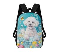 sinyumoney Children's Backpacks Bichon Frise Dog School Bag 3D Printed Children's School Backpack Fashion Travel Backpacks for Kids School Students 17inch