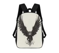sinyumoney Children's Backpacks Black And White Eagle School Bag 3D Printed Children's School Backpack Fashion Travel Backpacks for Kids School Students 17inch
