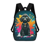sinyumoney Children's Backpacks Black Poodle Cute School Bag 3D Printed Children's School Backpack Fashion Travel Backpacks for Kids School Students 17inch