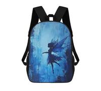 sinyumoney Children's Backpacks Blue Fairy Painting School Bag 3D Printed Children's School Backpack Fashion Travel Backpacks for Kids School Students 17inch